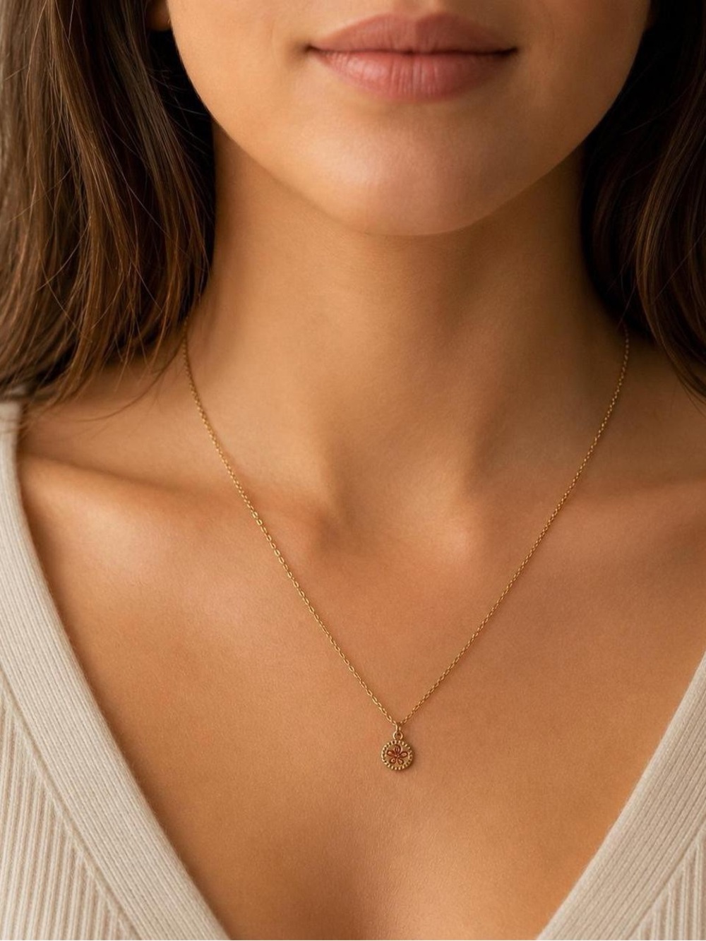 Charming Charlie: Delicate Floral Coin Pendant Necklace